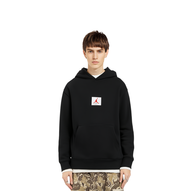 Jordan Flight Logo Black Pullover Hoodie with Fleece-lined Casual Design CZ8261-010 圖 8