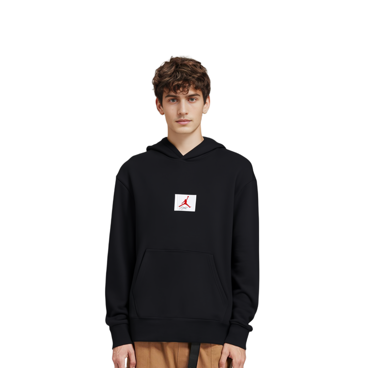Jordan Flight Logo Black Pullover Hoodie with Fleece-lined Casual Design CZ8261-010 圖 10