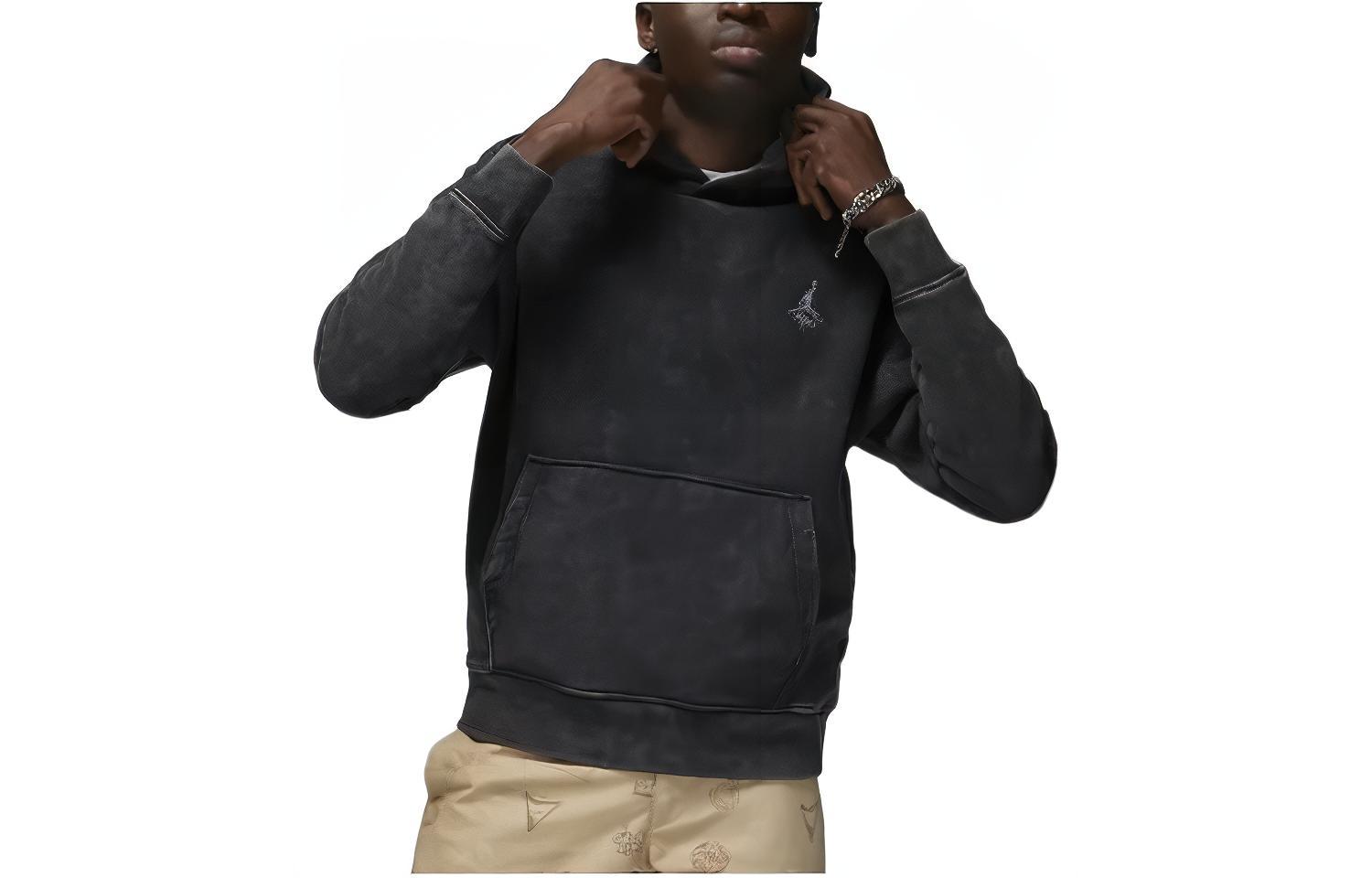 Jordan Flight Logo Embroidered Hoodie Pullover Dark Gray DV7561-010