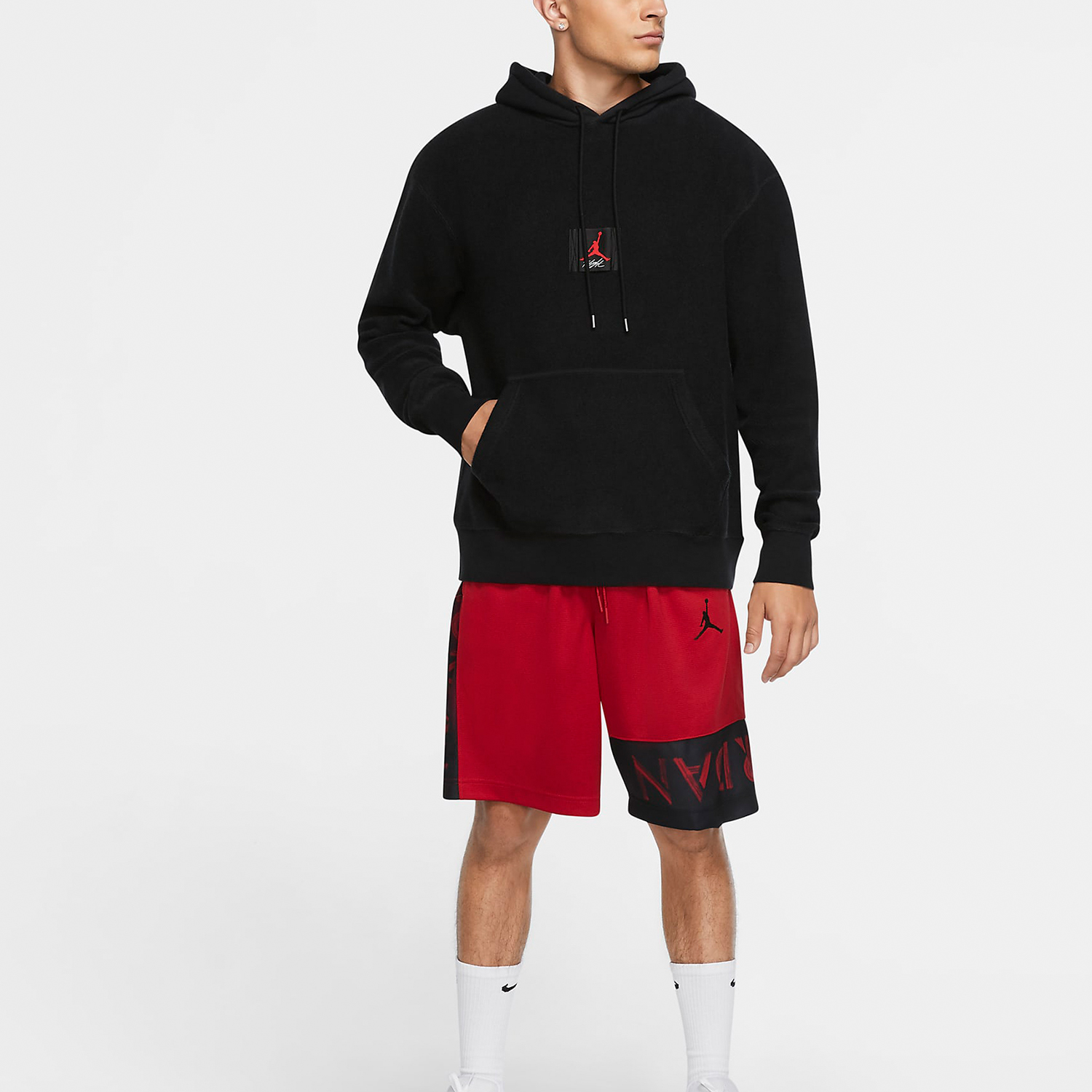 Jordan Flight Logo Printed Woven Pullover Hoodie Black CZ1206-010 圖 4