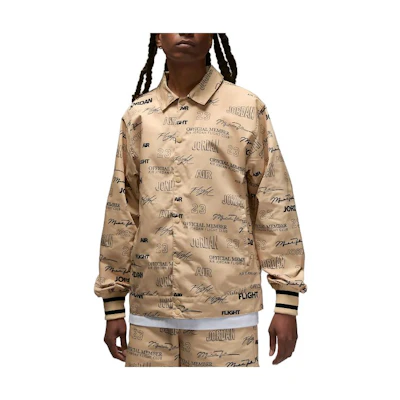 Jordan Flight MVP All-Over Print Letter Collar Button Jacket Khaki DX9738-252