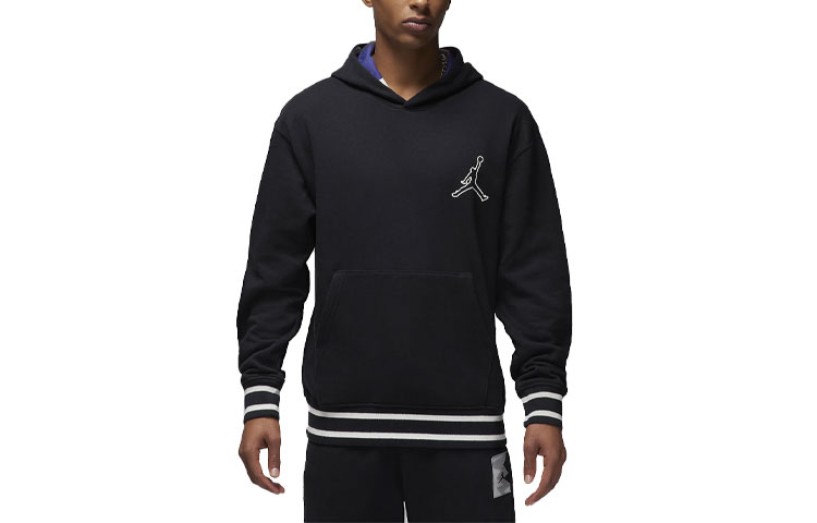 Jordan Flight MVP Alphabet Logo Printed Long Sleeve Hoodie Black FD7402-010
