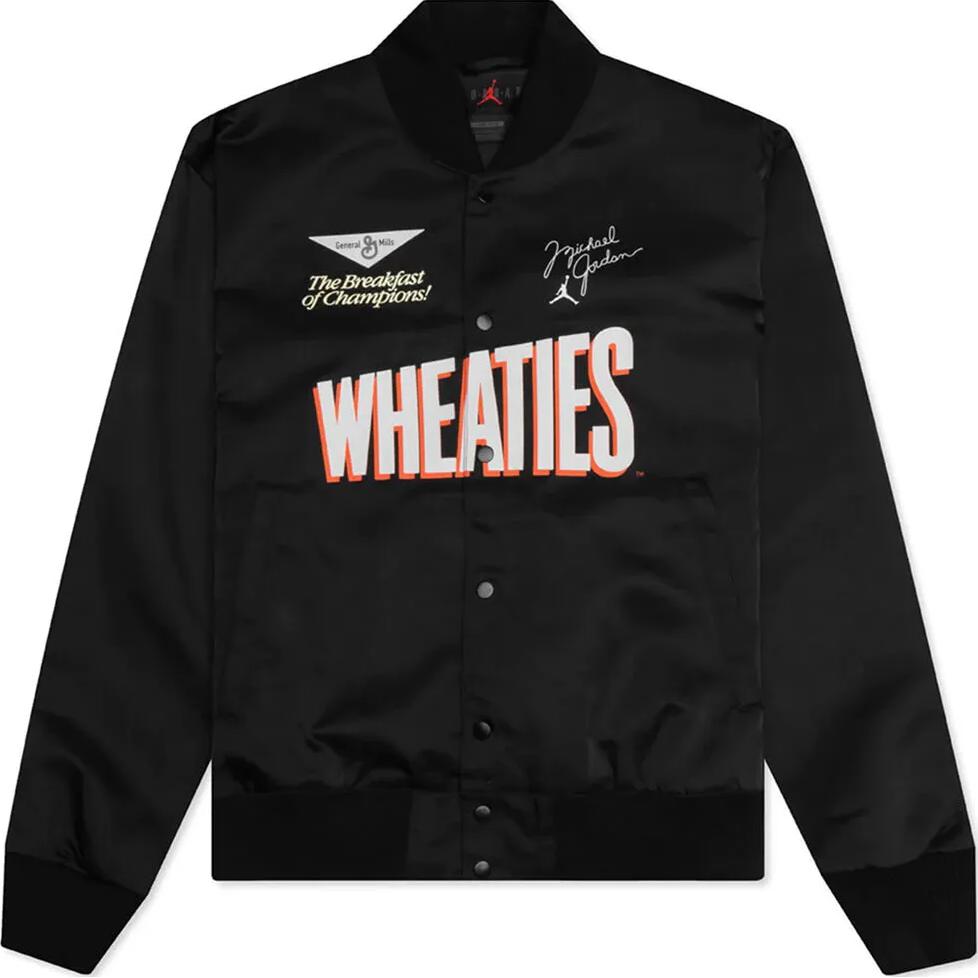 Jordan Flight MVP Letter Print Baseball Collar Jacket Black DV7578-010