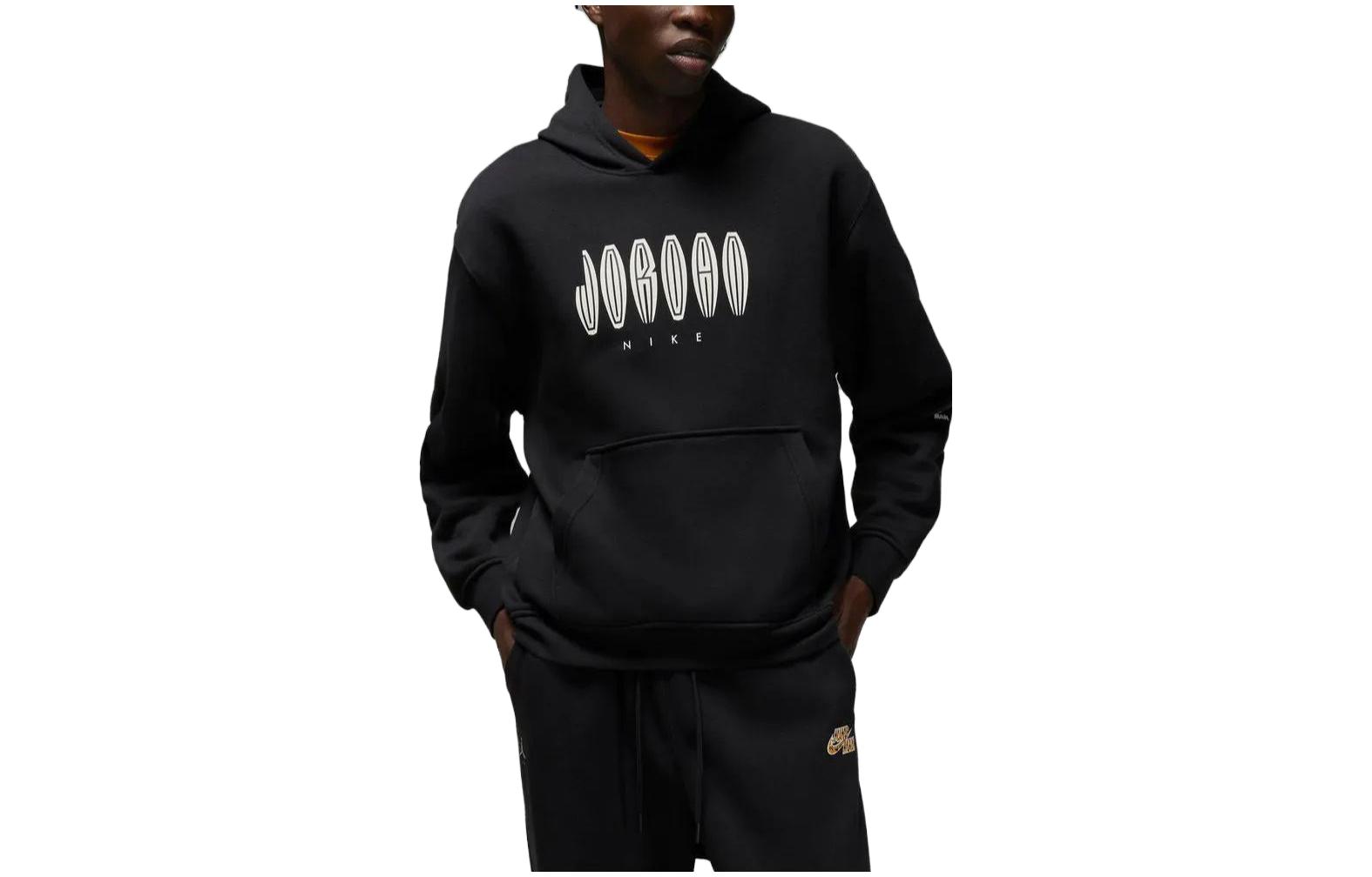 Jordan Flight MVP Letter Print Hoodie Black Long-Sleeve Casual Sweatshirt DQ7559-010