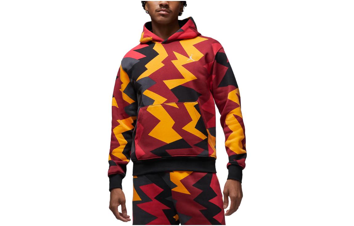 Jordan Flight MVP Logo Embroidered Color-Block Hoodie Red () FB7014-619