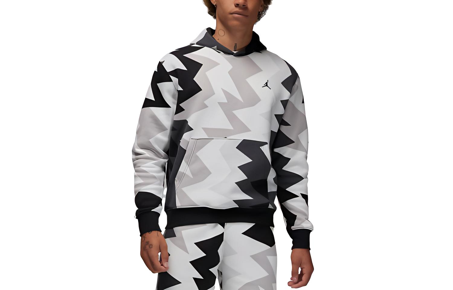 Jordan Flight MVP Logo Embroidered Colorblock Hoodie Black () FB7014-133