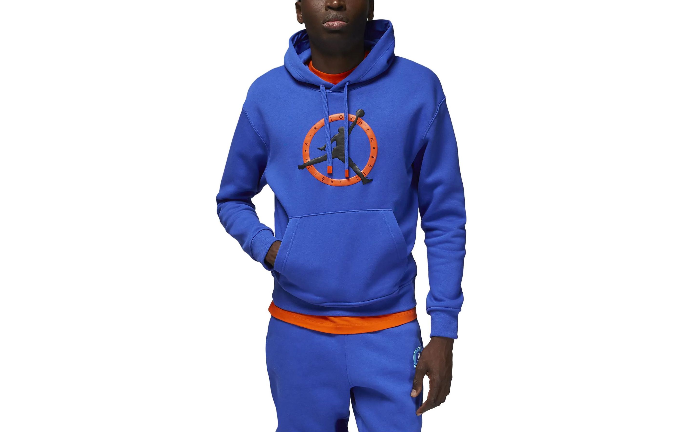 Jordan Flight MVP Logo Print Hoodie Game Royal Blue Mens FB7050-480