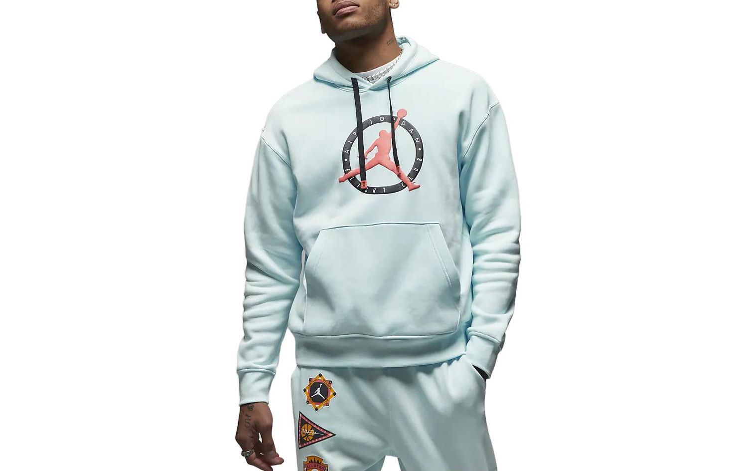 Jordan Flight MVP Logo Print Hoodie Loose Fit Glacier Blue FB7050-411