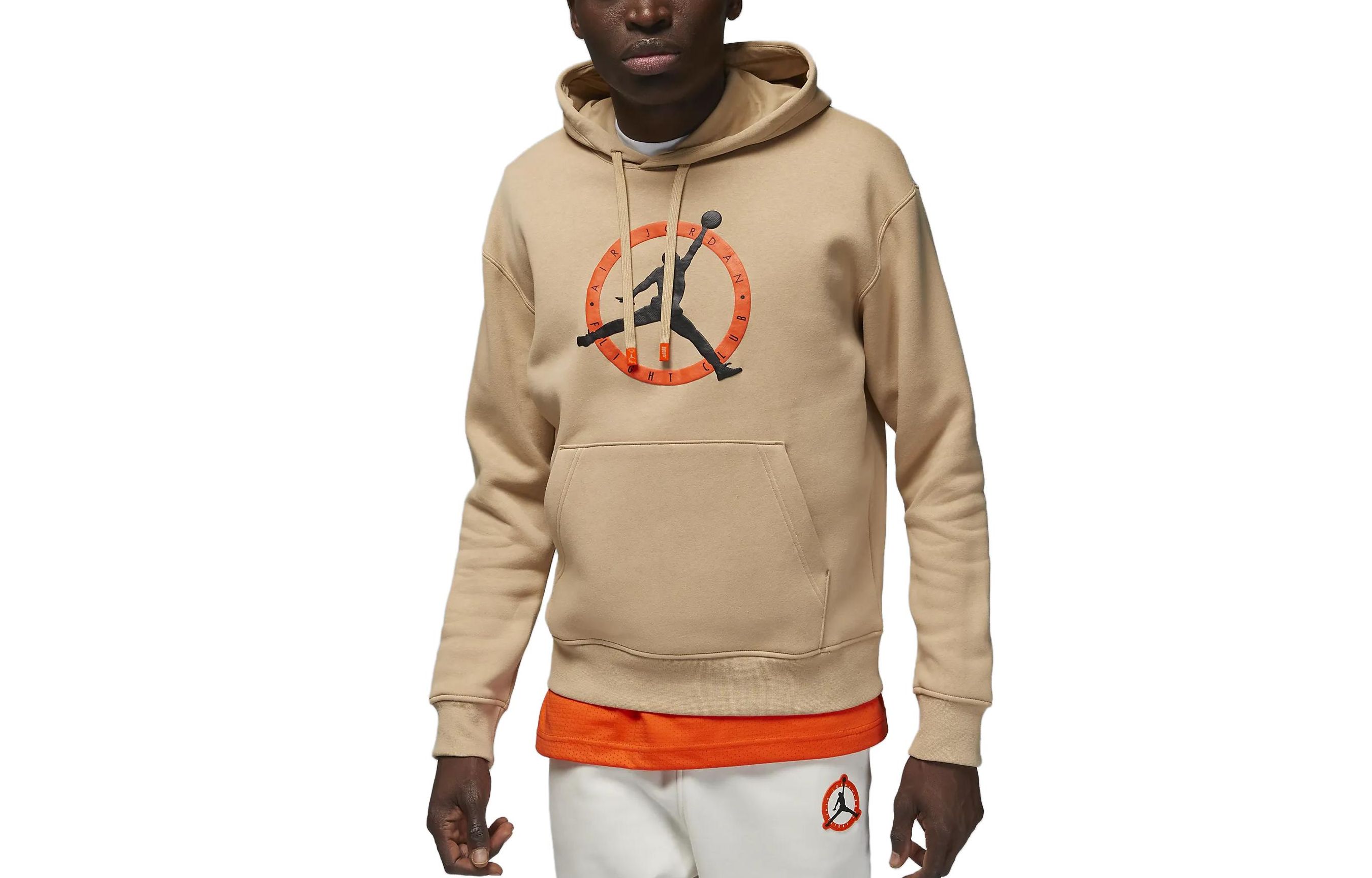 Jordan Flight MVP Logo Print Loose Hoodie Khaki FB7050-277
