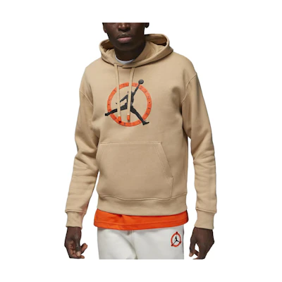 Jordan Flight MVP Logo Print Loose Hoodie Khaki FB7050-277