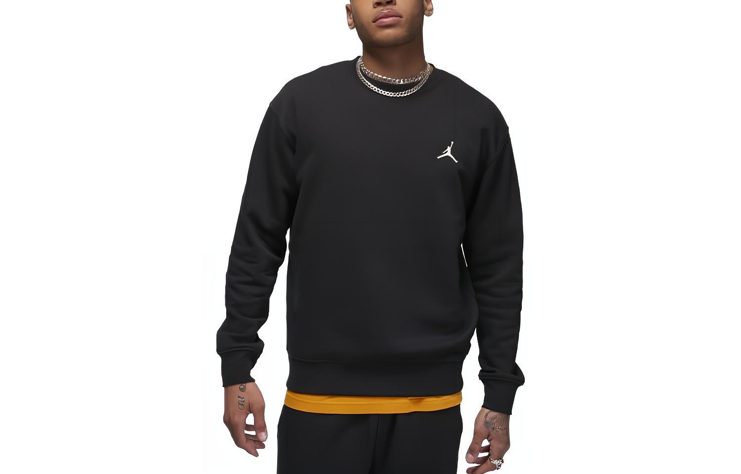 Jordan Flight MVP Logo Ribbed Crewneck Fleece Sweatshirt Black () FB7019-010