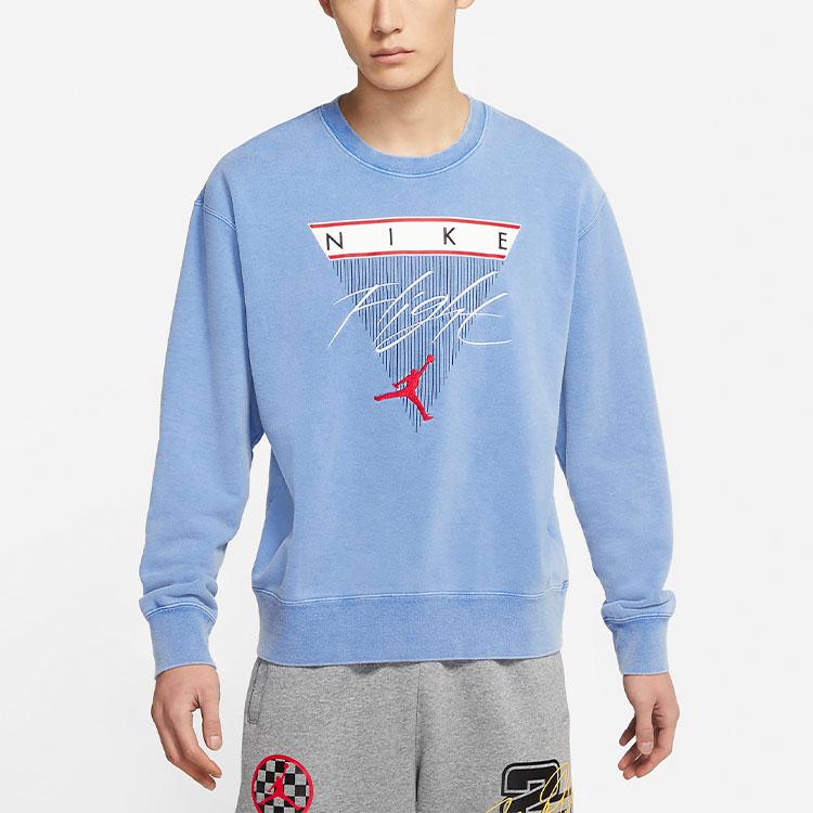 Shop Jordan Flight Signal Blue Crewneck Sweatshirt Lelaki CZ6096-403