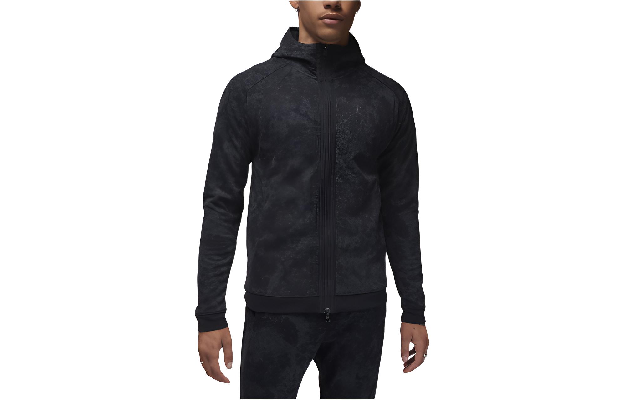 Jordan Full-Zip Hoodie Black Jacket with Logo and Long Sleeves FN5846-010