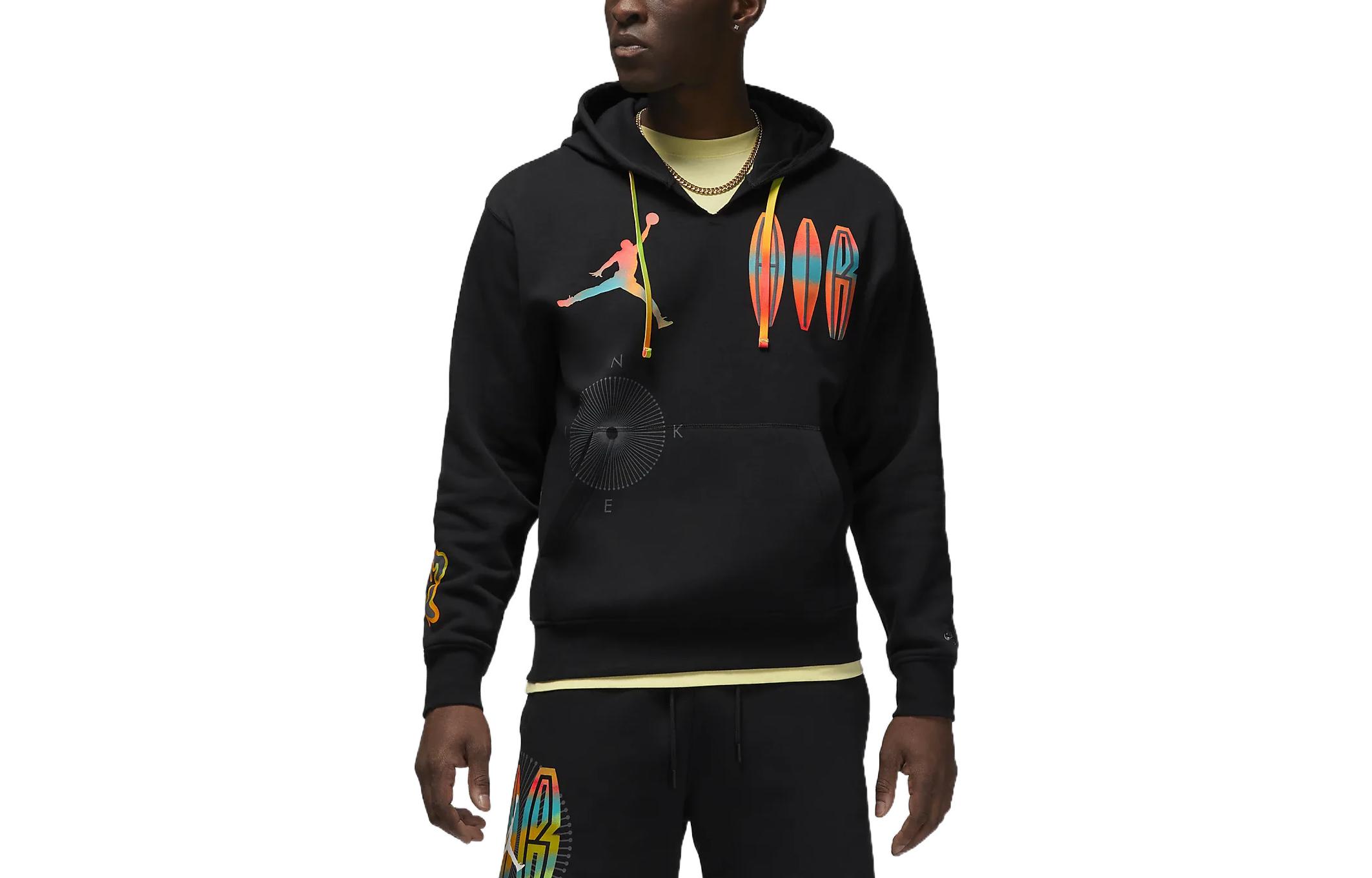 Jordan FW22 Black Abstract Print Hoodie Long Sleeve DQ8019-010