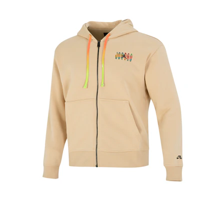 Jordan FW22 Letter Print Zip Hoodie Running Training Jacket Khaki Mens DQ7565-252