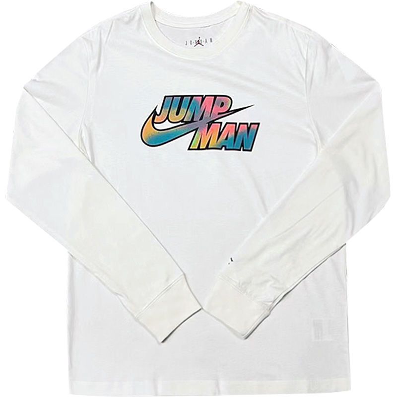 Jordan Gradient Logo Print Pullover Sweatshirt Unisex Couple Style White DQ7365-133