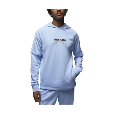 Jordan Graphic Fleece Pullover Hoodie Blue Letter Print Long-Sleeve Sweater FB7570-425
