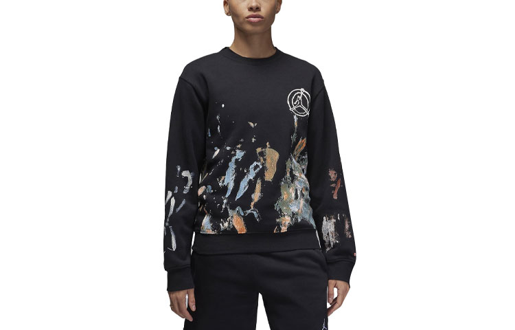 Jordan Graphic Print Crewneck Long Sleeve Sweatshirt Unisex Black FB6990-010