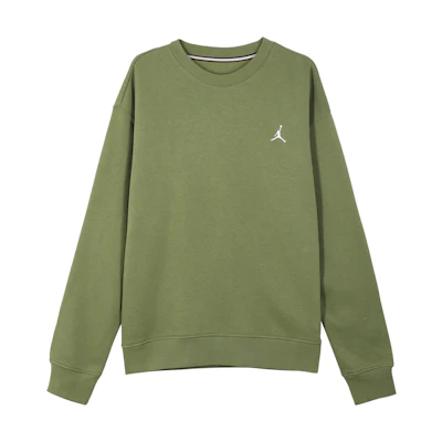 Jordan Green Solid Color Crewneck Fleece Sweatshirt Casual Wear FJ7777-340