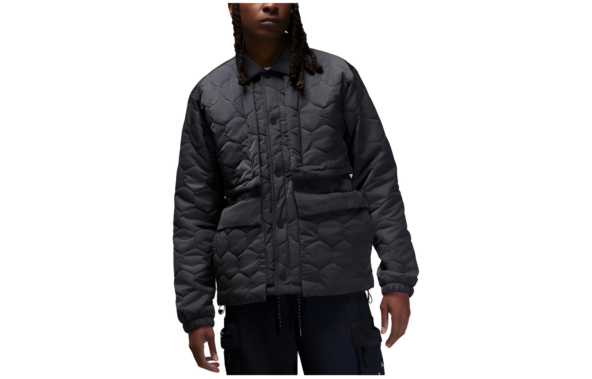 Jordan Grid Pocket Zip-Up Stand Collar Jacket Black DV7695-022