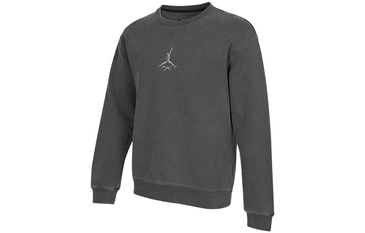 Jordan Heritage Fleece Crew Sweatshirt Grey - Casual Embroidered Logo Sweater DO2308-011