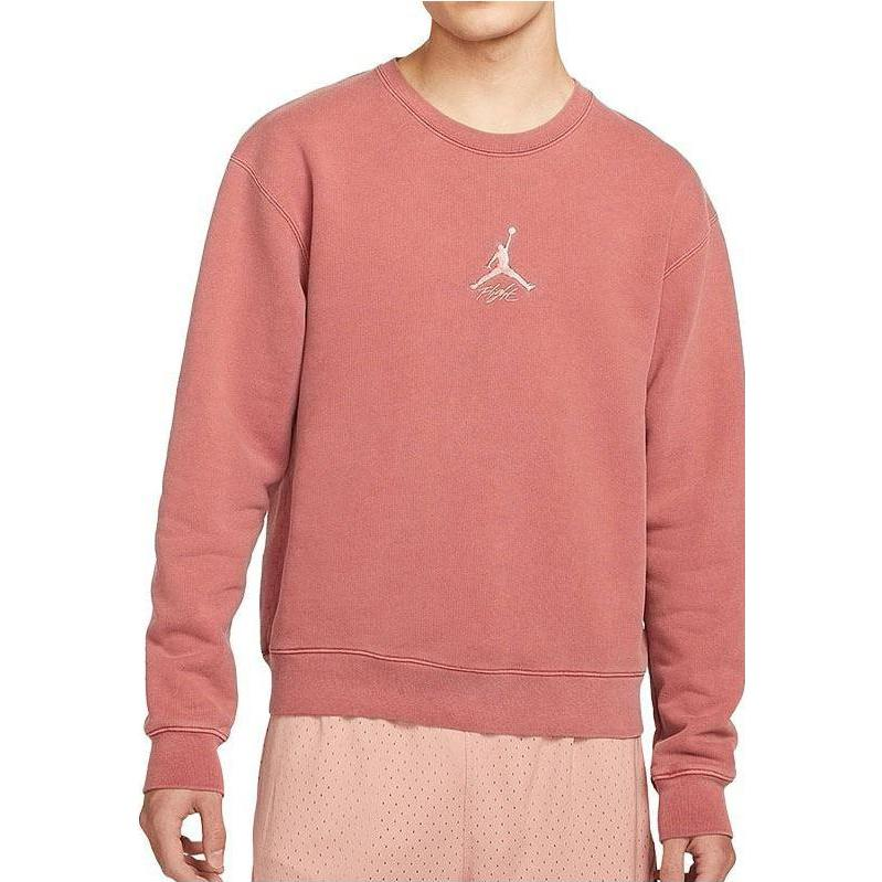 Jordan Heritage Fleece Crew Sweatshirt Rust Pink Mens Embroidered Logo Casualwear DO2308-691