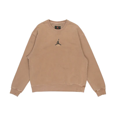 Jordan Heritage Fleece Crewneck Sweatshirt Embroidered Logo Camel Mens Retro Style DO2308-256