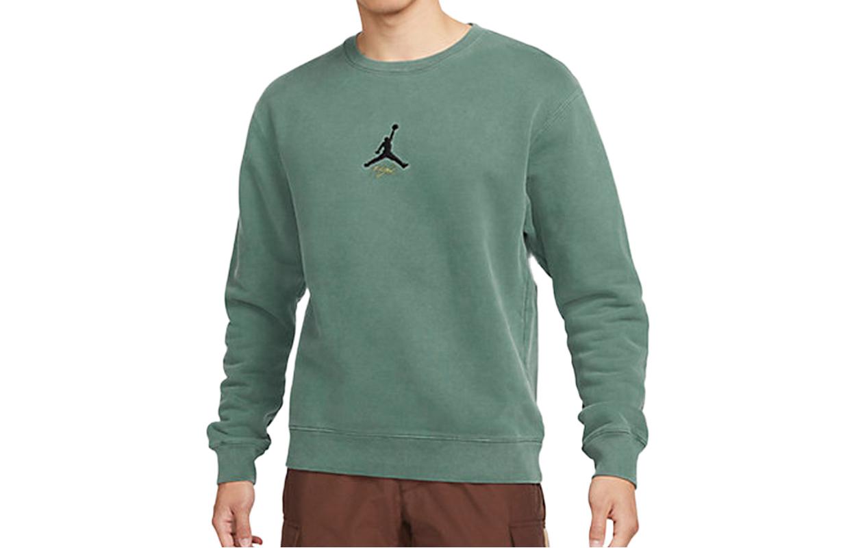 Order Jordan Heritage Sweatshirt Hijau Logo Sulam Crewneck Pullover DO2308-333