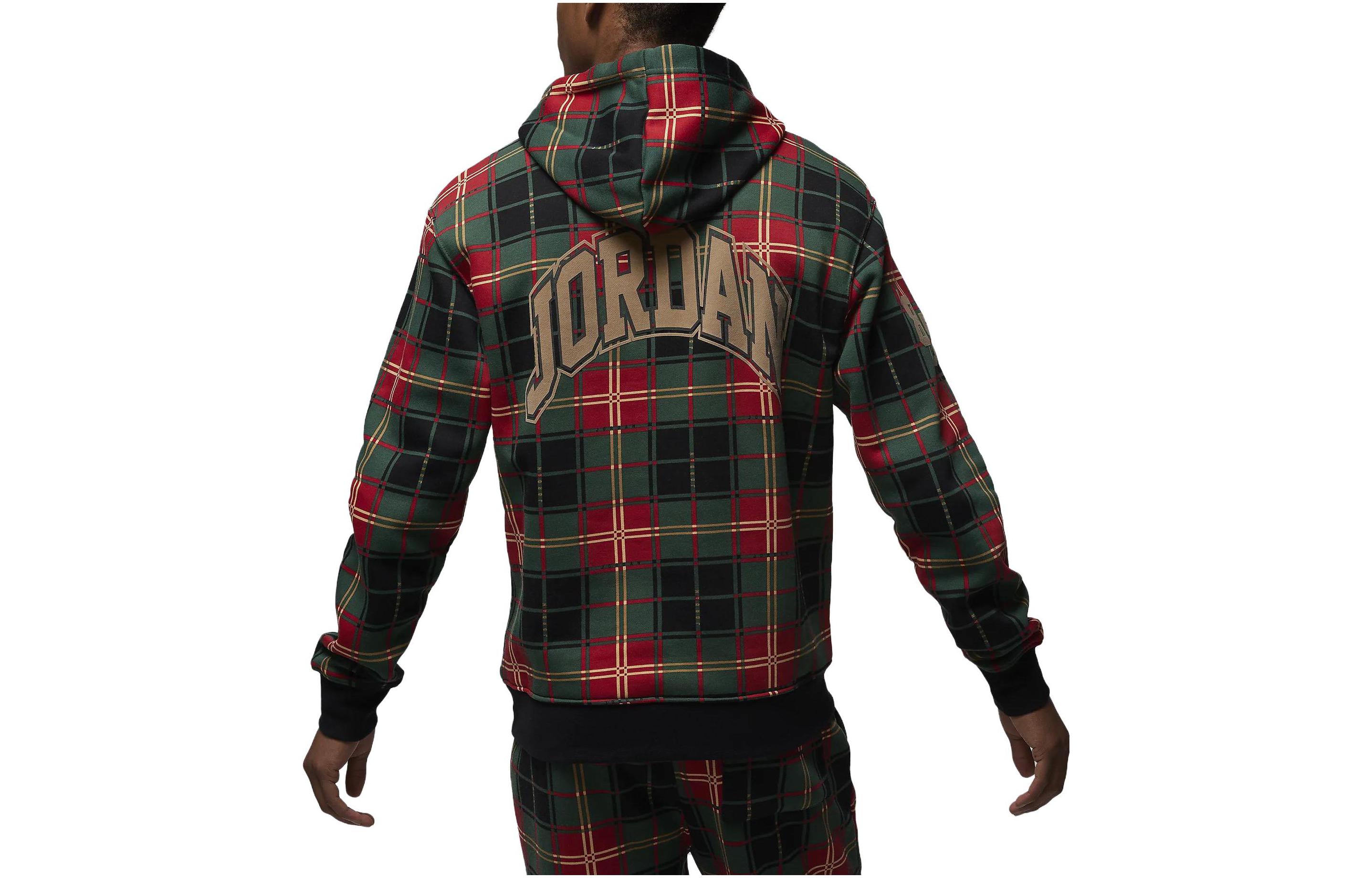 Jordan Hoodie Plaid Loose Fit Long Sleeve Sweatshirt Red DV1578-687 圖 3