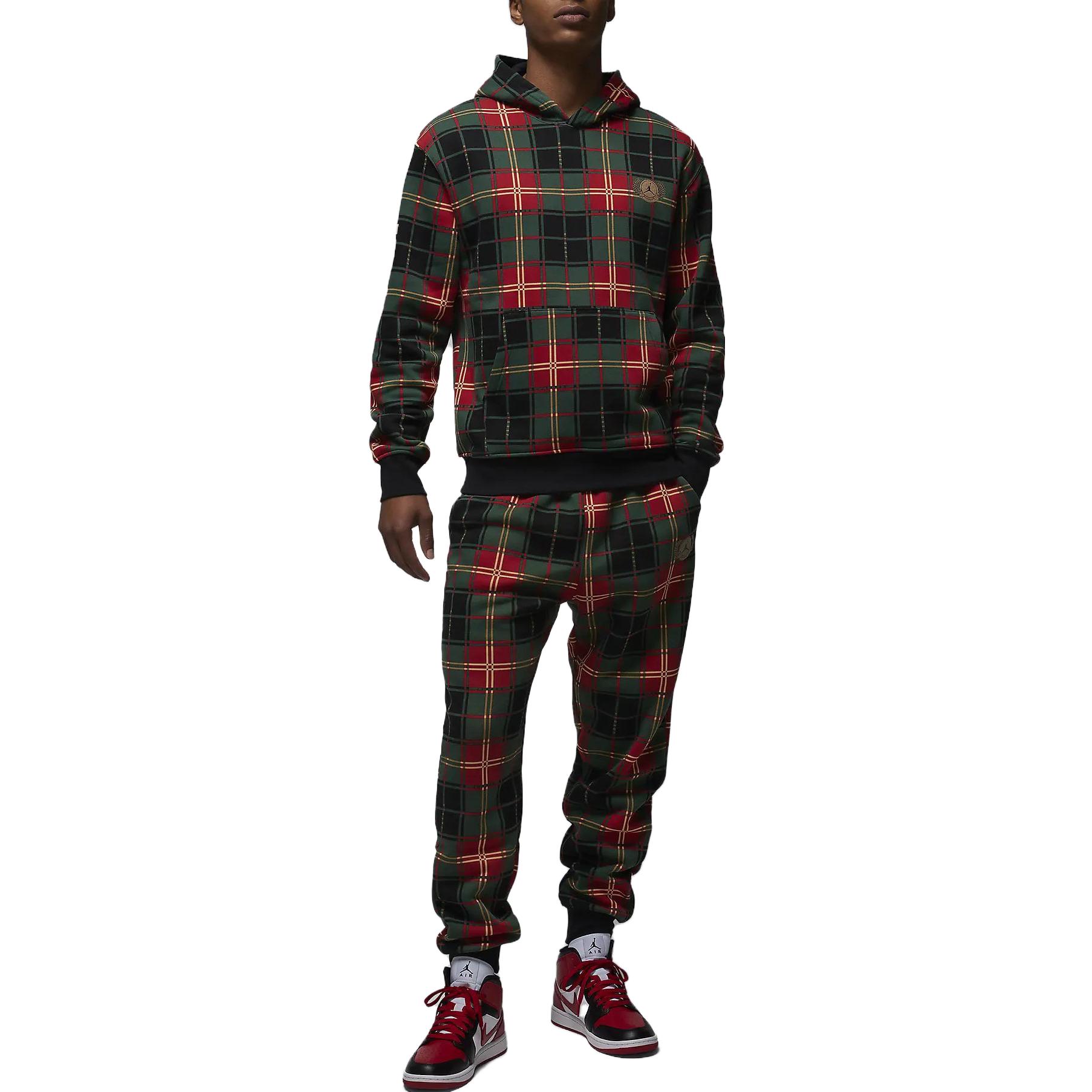 Jordan Hoodie Plaid Loose Fit Long Sleeve Sweatshirt Red DV1578-687 圖 4