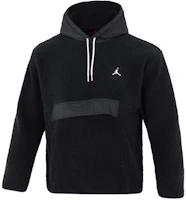 Jordan Jumpman Black Colorblock Sherpa Fleece Hoodie with Drawstring DV1587-010 Jordan Jumpman Black Colorblock Sherpa Fleece Hoodie with Drawstring DV1587-010