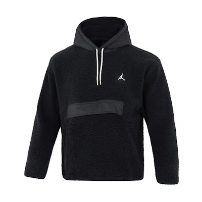Jordan Jumpman Black Colorblock Sherpa Fleece Hoodie with Drawstring DV1587-010