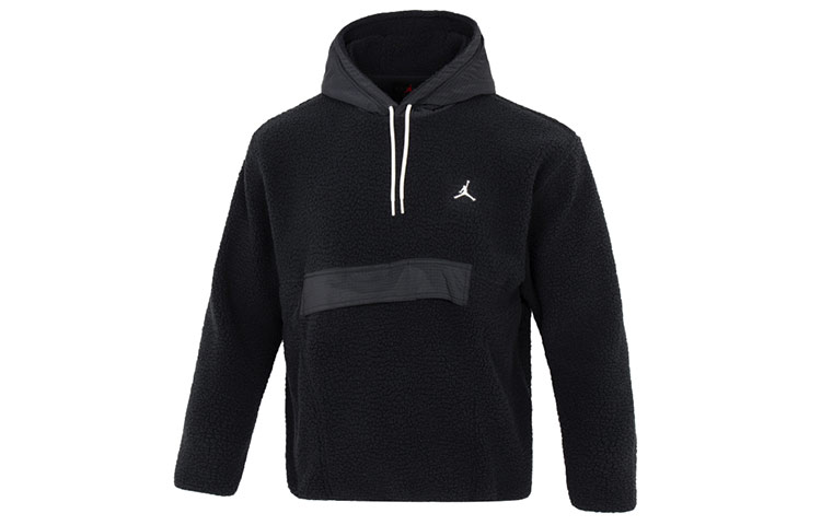 Order Jordan Jumpman Black Colorblock Sherpa Fleece Hoodie with Drawstring DV1587-010
