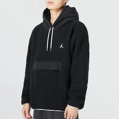 Jordan Jumpman Black Colorblock Sherpa Fleece Hoodie with Drawstring DV1587-010 Details for Jordan Jumpman Black Colorblock Sherpa Fleece Hoodie with Drawstring DV1587-010