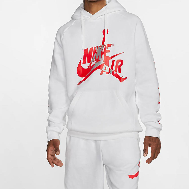 Jordan Jumpman Classics Logo Pullover Hoodie White - Warm Thickened Fleece BV6011-100 圖 4