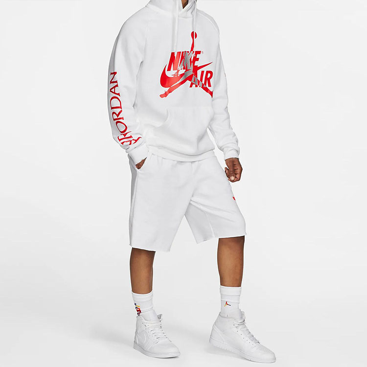 Jordan Jumpman Classics Logo Pullover Hoodie White - Warm Thickened Fleece BV6011-100 圖 7