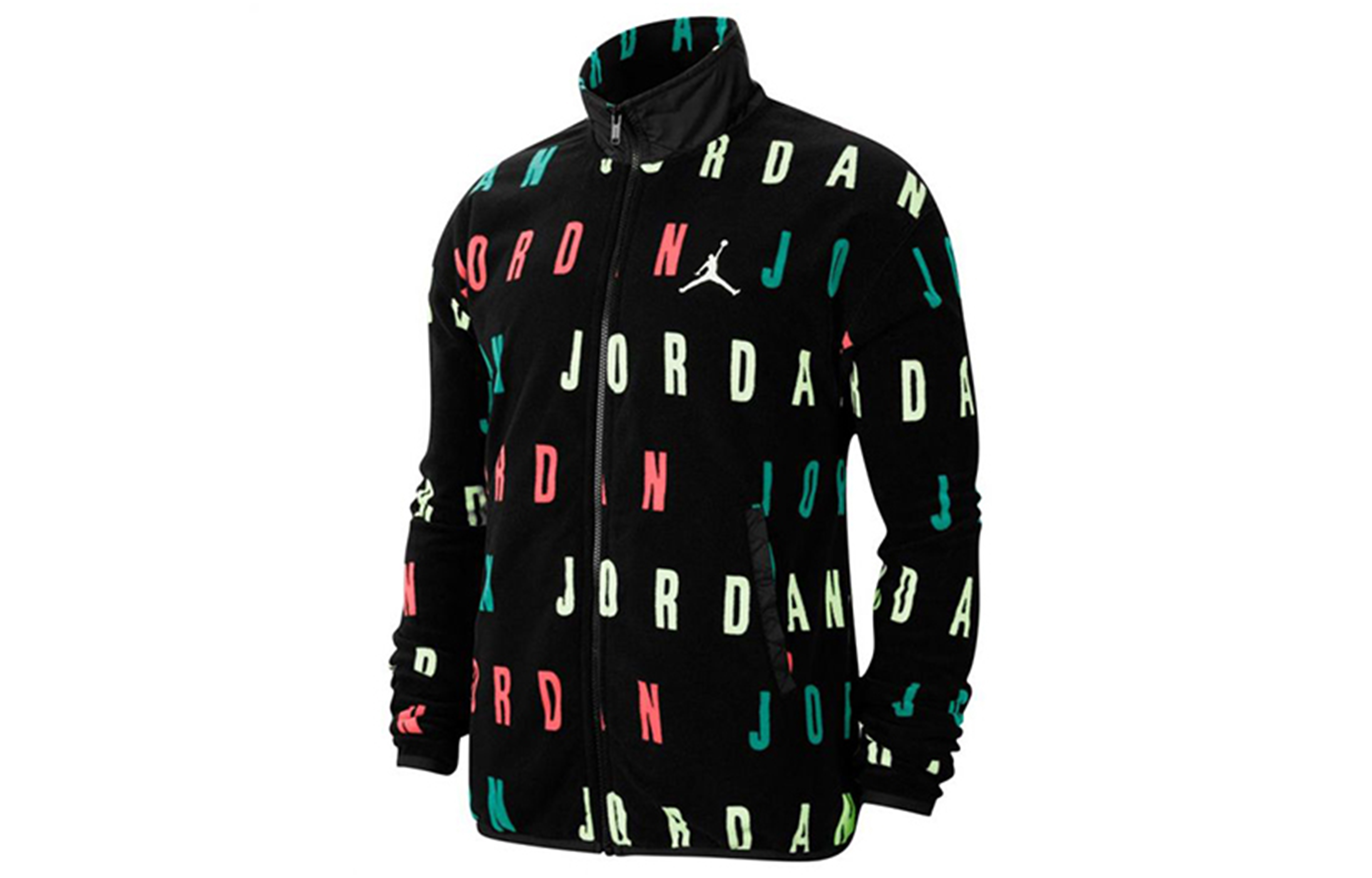 Jordan Jumpman Windproof Logo Print Fleece Jacket Winter Black CT3571-010