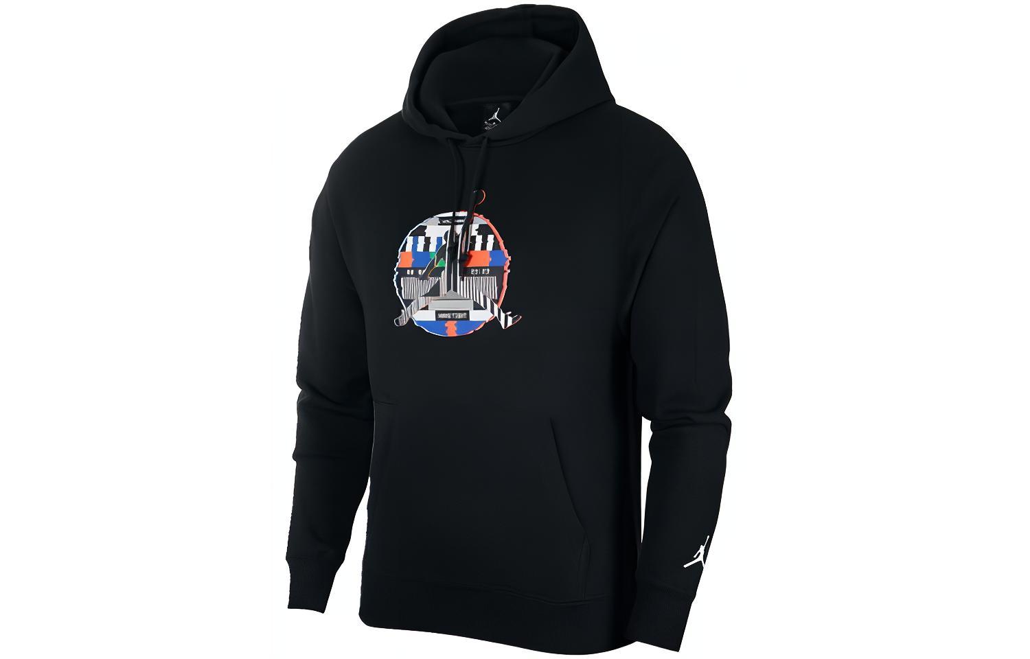 Jordan Knit Geometric Pattern Casual Hoodie Black CW8620-010