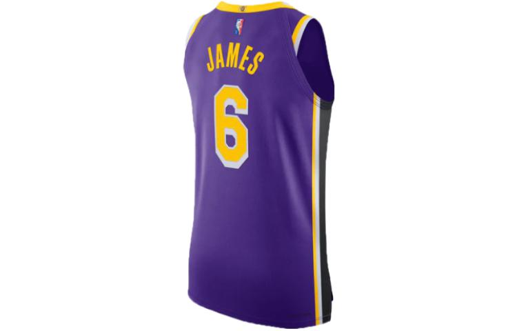 Lookbook 조던 레이커스 르브론 제임스 스트라이프 로고 농구 저지 퍼플 남성. DB3484-506