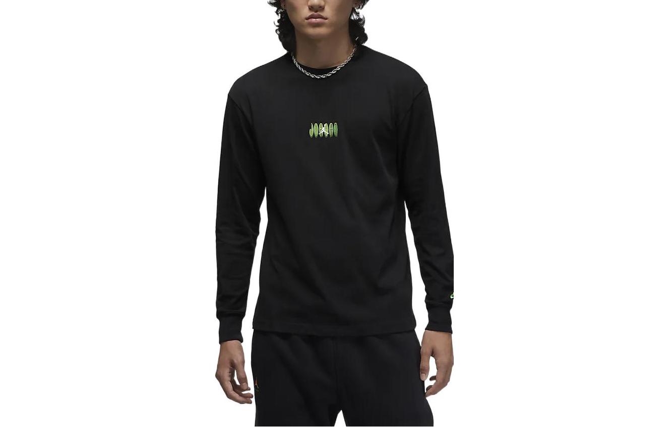 Jordan Letter Logo Print Crewneck Long-Sleeve Sweatshirt Black DX2180-010