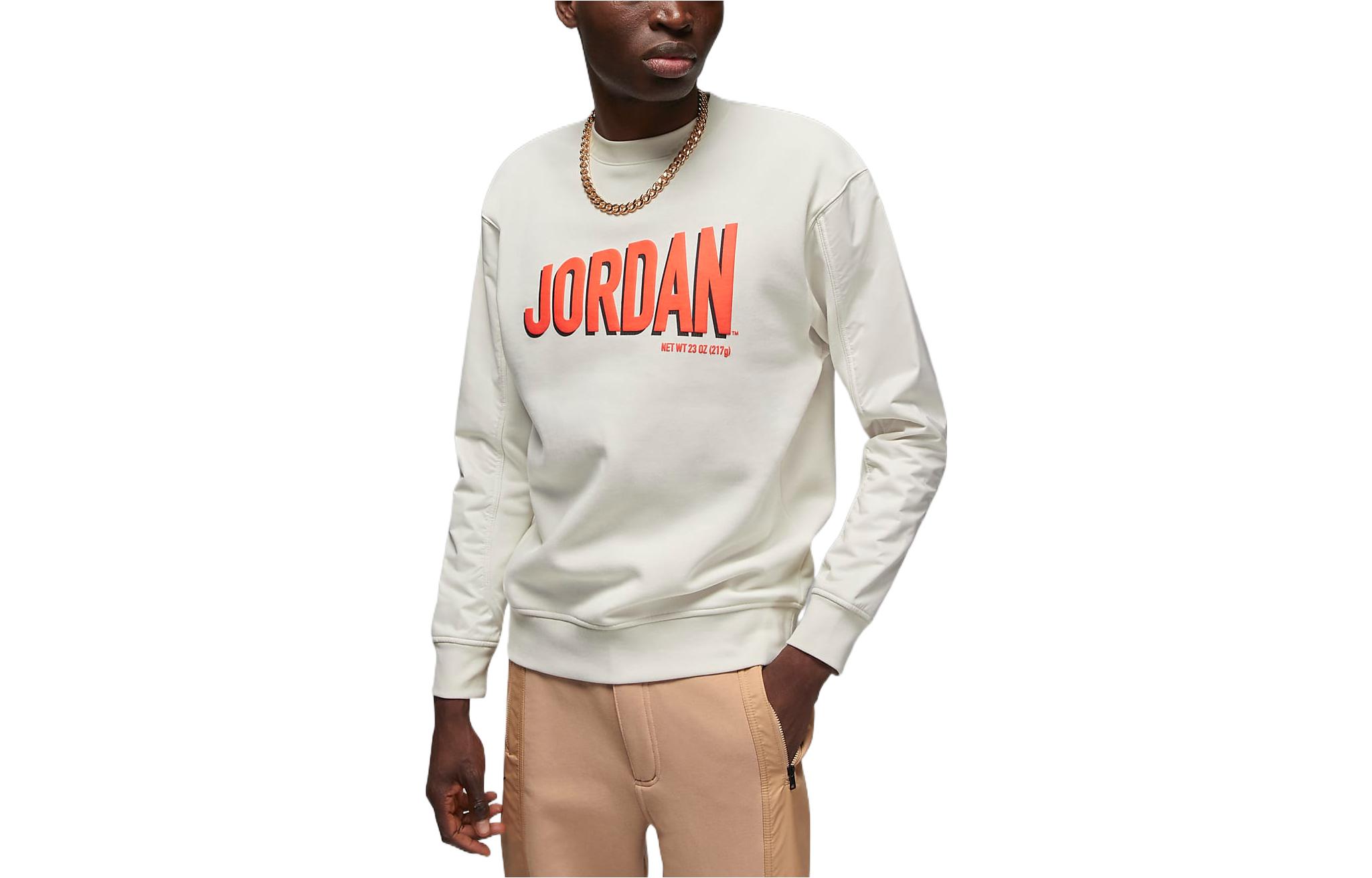 Jordan Letter Logo Print Crewneck Long-Sleeve Sweatshirt Off-White DV7588-030