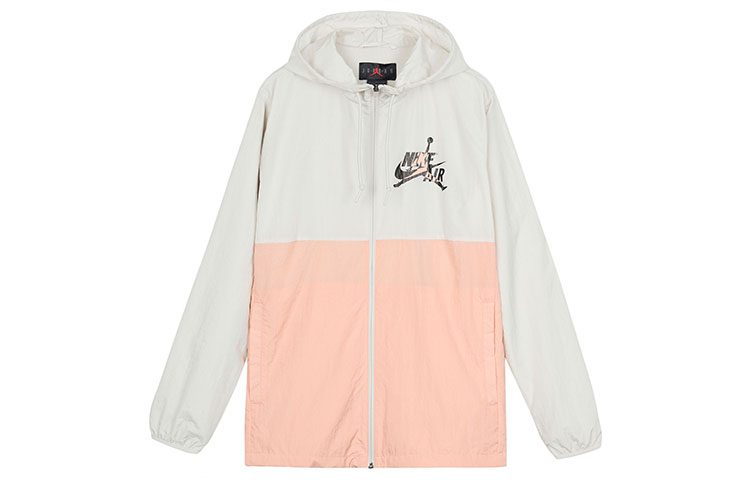 Jordan Letter Print Basketball Hoodie Jacket White/Pink CK2218-072