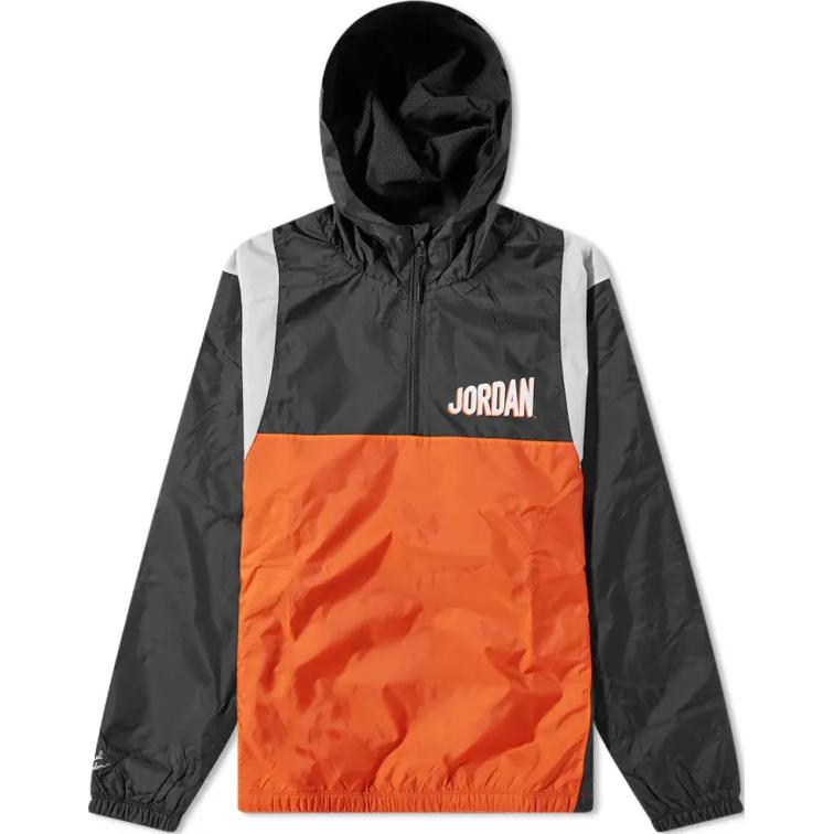 Jordan Letter Print Contrast Panel Hoodie Jacket Black DV7600-010