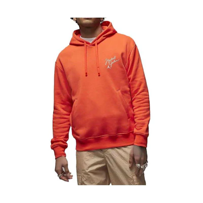 Jordan Letter Print Drawstring Hoodie Orange DV7576-817