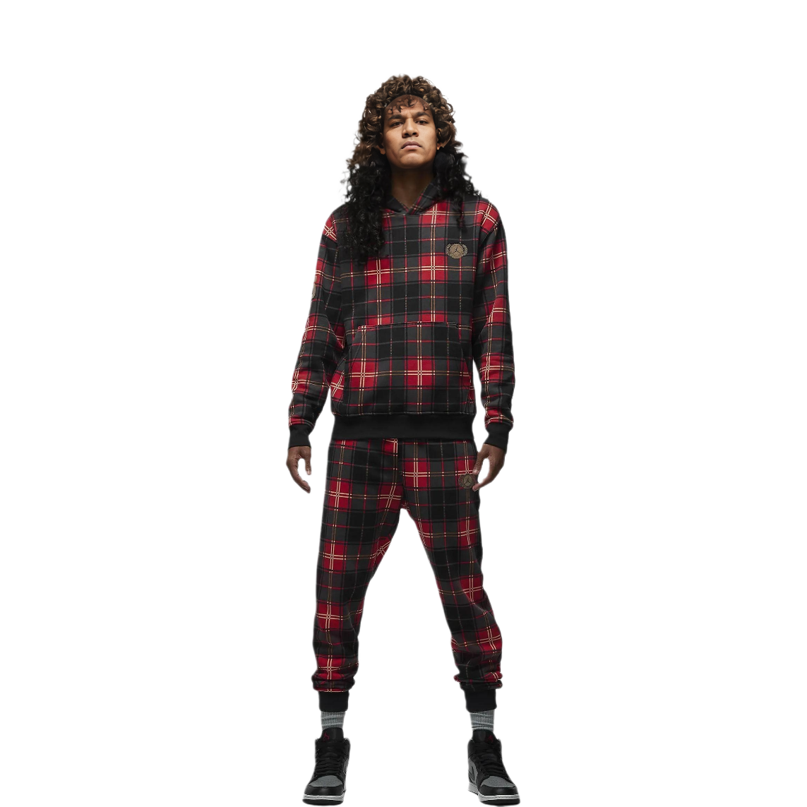 Lookbook Hoodie Jordan Corak Petak Cetakan Huruf Merah DV1578-612