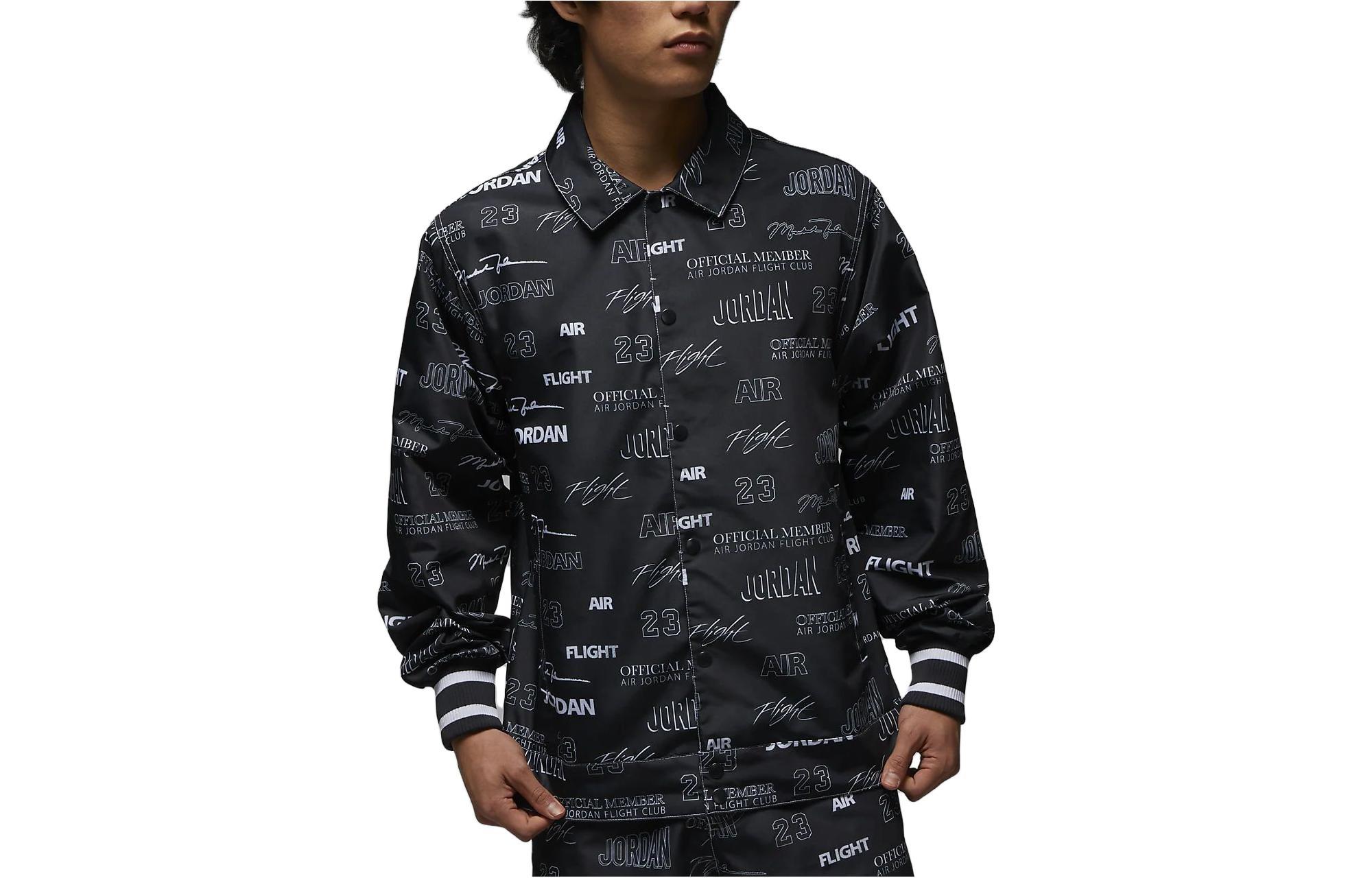 Jordan Letter Print Polo Collar Jacket Black DX9739-045