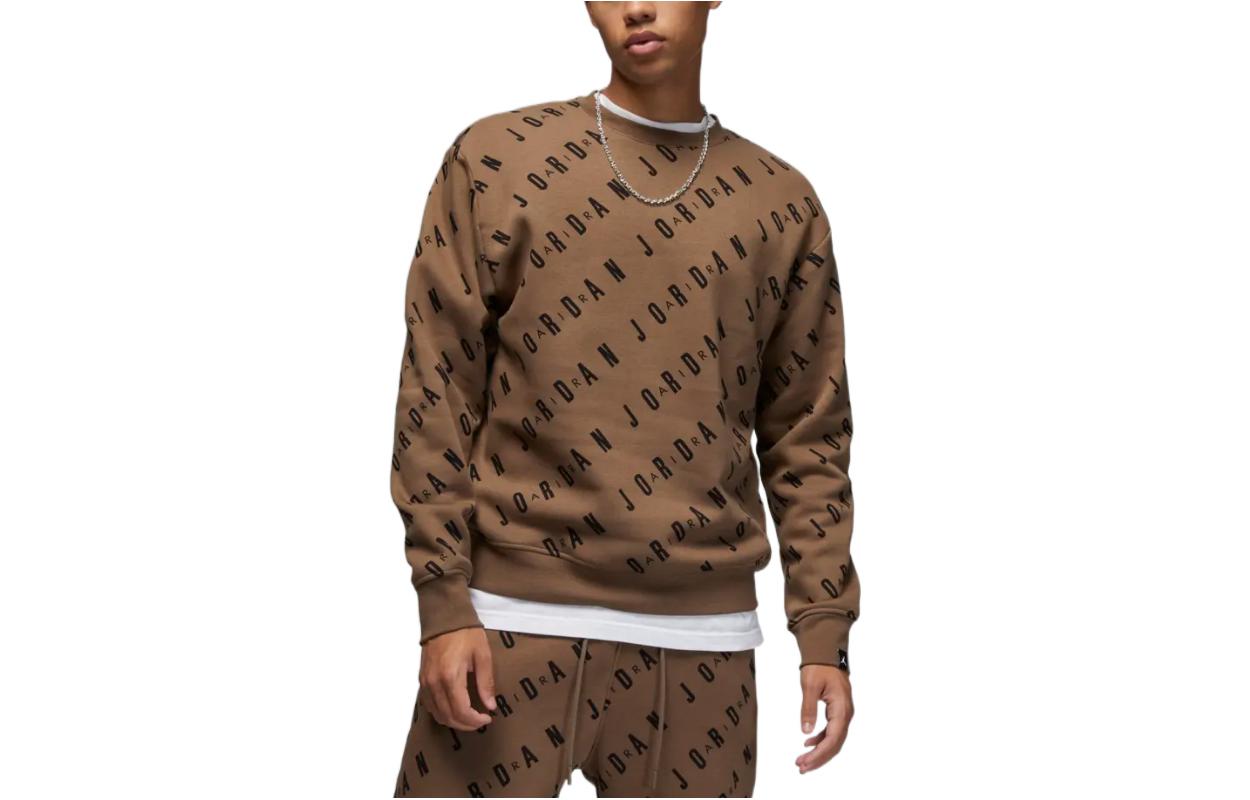 Jordan Logo All-Over Print Crewneck Sweatshirt Brown () DX9173-274