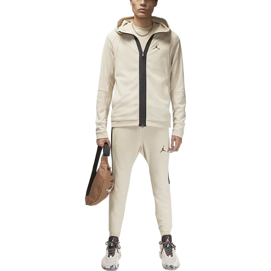 Jordan Logo Beige Full-Zip Hoodie Sweatshirt for Men DQ7324-206 圖 4