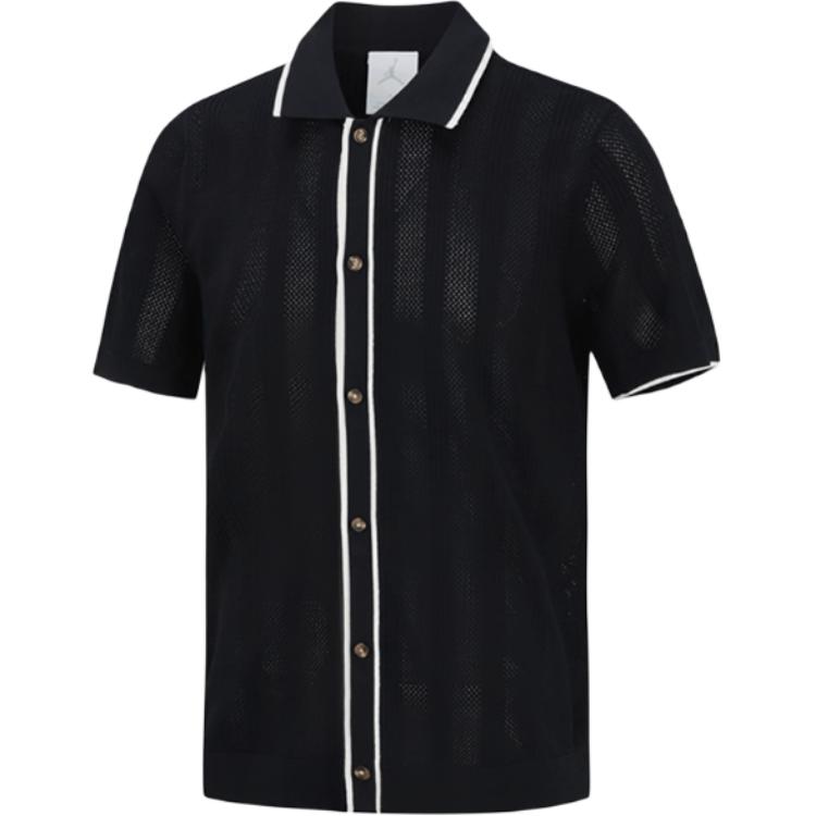 Jordan Logo Button-Up Short-Sleeve Knit Shirt Black HV1157-010