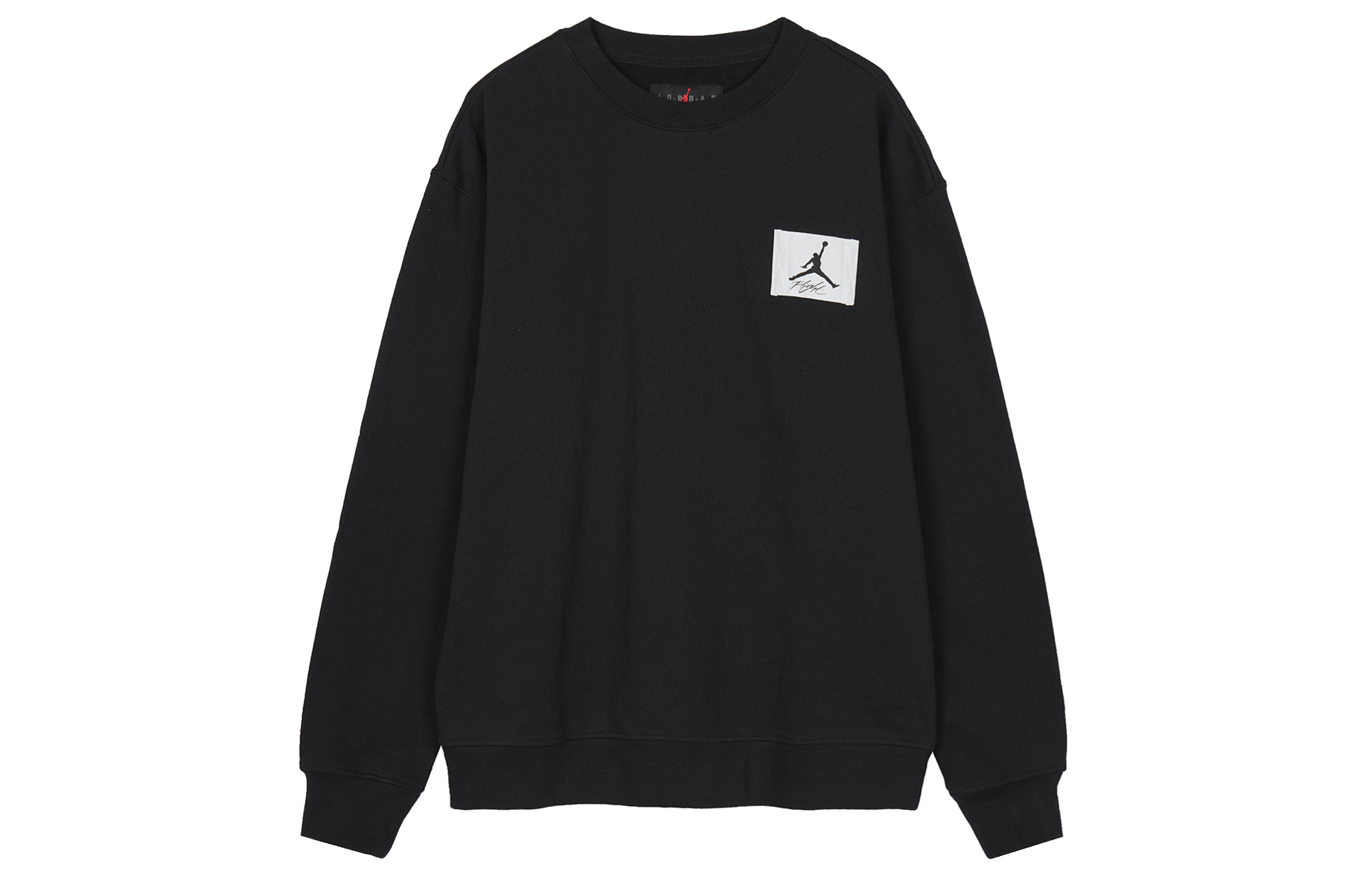 Jordan Logo Crewneck Pullover Fleece Sweatshirt Black Long-Sleeve FB3910-010